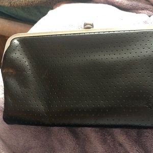 Perforated Leather Black Clutch